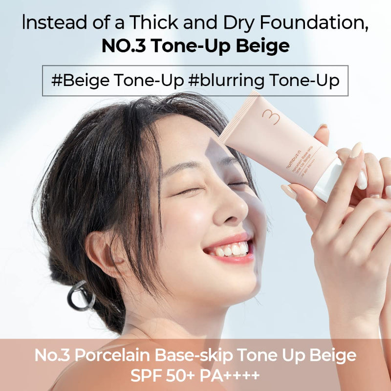 No.3 Porcelain Base-skip Tone Up Beige SPF50+
